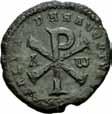 Kjøpt av Tamco Numismatics 7/10-1995 295 Constantius II 337-361, Æ centenionalis, Siscia 350 e.kr. R: Constantin I krones av Victoria S.18203 RIC.278 01 1 000 Ex.