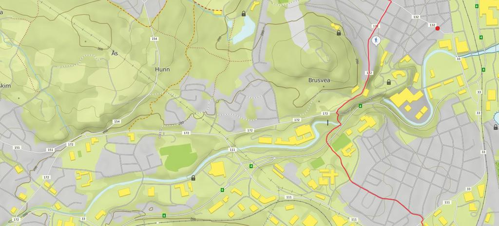 Øverby og videre vestover. Derimot er det dårlig med kartlagte løyper over selve Hovdetoppen.