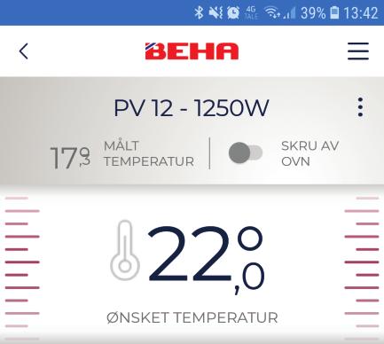 Ytterlige råd om bruk Bilde 1 Bildet viser hvilket program som er aktivt og de rommene som er opprettet med antall ovner, og snitt-temperatur.