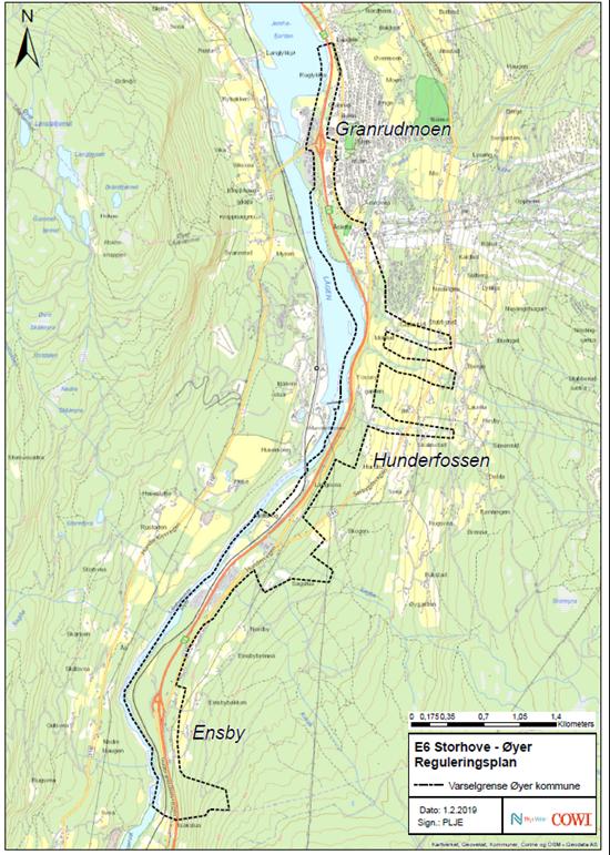 Rådmannen foreslår at varslingsgrensa utvides til å gå forbi Granrudmoen kryss og videre til Jevnefjorden/Langvik camping, jf. varslingskart alternativ 2.