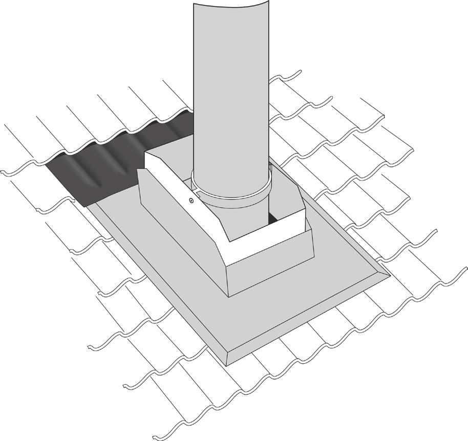NVI 2000 - TAKHETTE Nedrebeslag, stål Takstein Bygg en ramme rundt underbeslagets stuss i samme høyde som takbekledningen. Legg tilbake taklisten og deretter takkledningen.