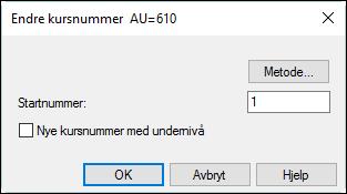 Endre kursnummer i kurslisten Programmet kan renummerere alle kurser forløpende i en operasjon Automasjon 111 1) Åpne kurslisten med