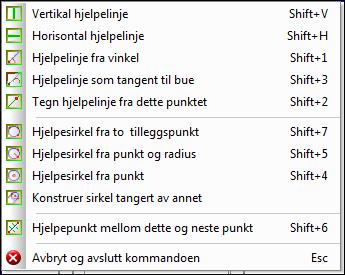 18 Konseptet Via denne menyen kan en tegne hjelpelinjer og sirkler. Linjene blir uendelig lange og er tegnet i grønt.