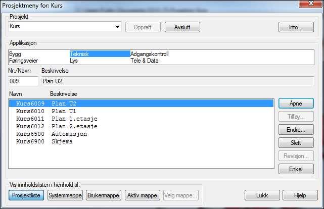 Inndeling av modellnummer og disipliner Vi deler opp etasjene slik at de får hvert sitt modellnummer. Som standard opprettes prosjekter med 1.etasje på 011 og 2.etasje på 012 osv.