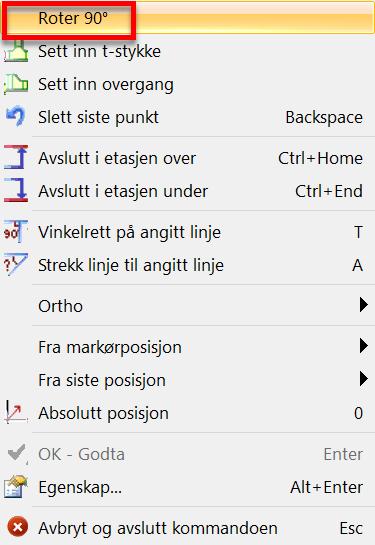 78 Installasjon Lengde oppover Absolutt Vinkel høydeendring i meter høyden kabelstigeen skal tegnes til vinkel på vertikal bend Når ny høyde er gitt trykker du [OK] og kabelstigeen blir tegnet opp