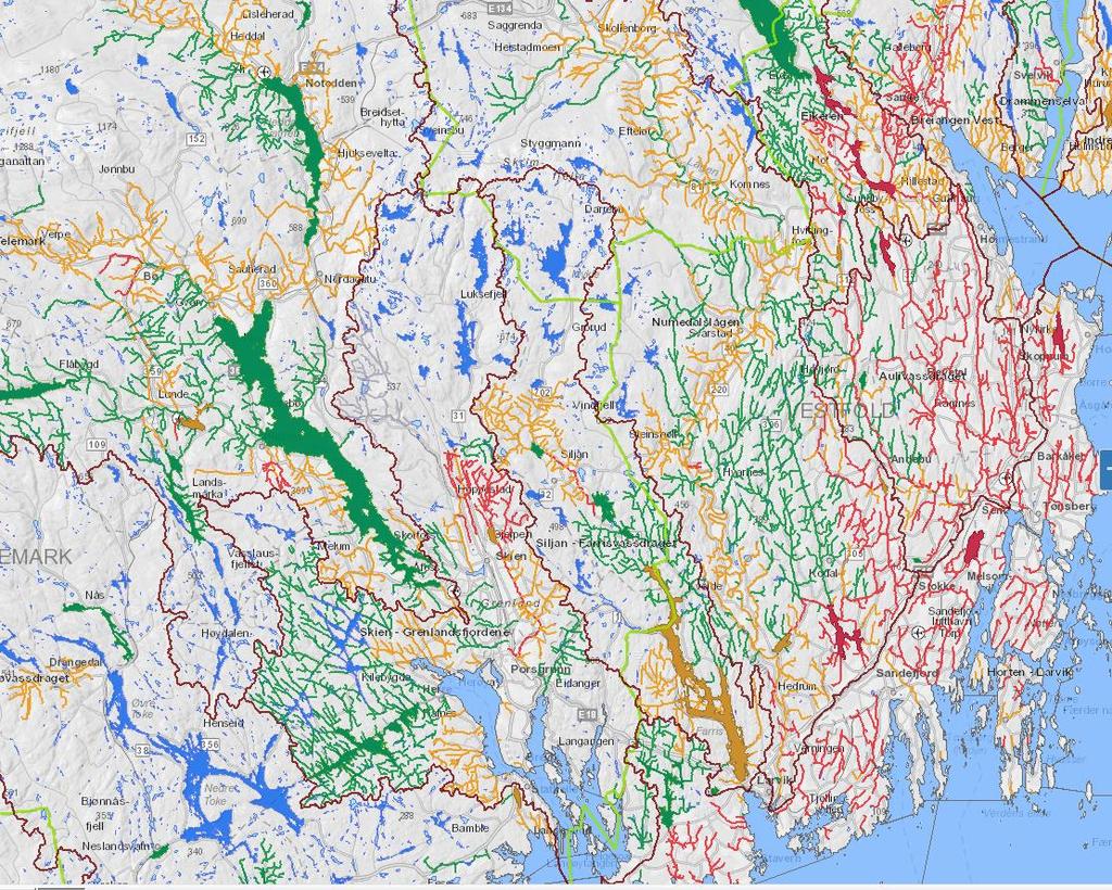 15 Alternativ: Vannfaglig Notodden Eikeren Sande Påvirkning fra jordbruk Vann-Nett Gvarv Vikevannet Haugestadvannet Hillestadvannet (Hvittingfoss) Aulivassdraget