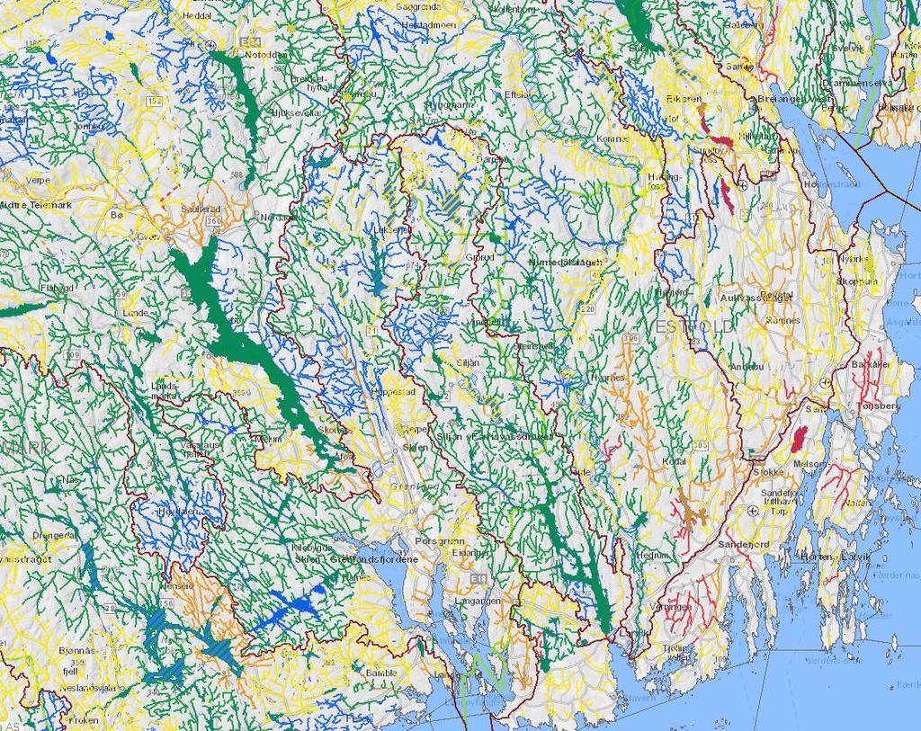 16 Økologisk miljøtilstand VannNett Notodden Eikeren Vikevannet Haugestadvannet Hillestadvannet (Hvittingfoss) Sande Holmestrand Svært god God Moderat Dårlig Svært