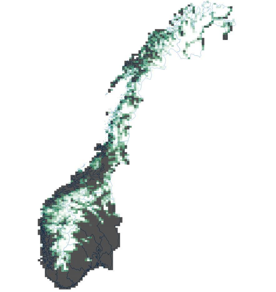 Innmarksbeite (23) Skog (30) Lav (12) til særs høy (15) Barskog (31), Lauvskog (32), Blandingsskog (33) Beite Åpen fastmark (50) Konstruert (46) Utbygd areal Åpen fastmark (50) Andre Annen utmark Myr