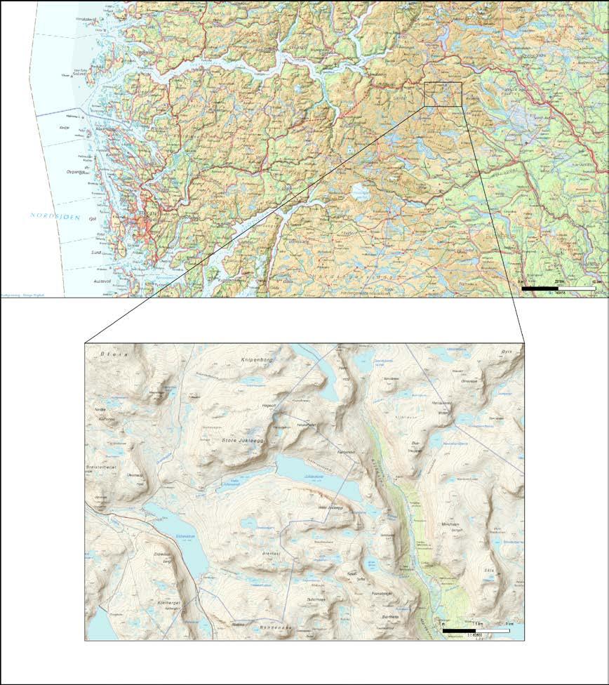 Innledning I den følgende rapporten presenteres resultatene fra de arkeologiske registreringene rundt Vesle Juklevatn i Lærdal kommune og Store Juklevatn på grensen mellom Lærdal og Hemsedal kommune