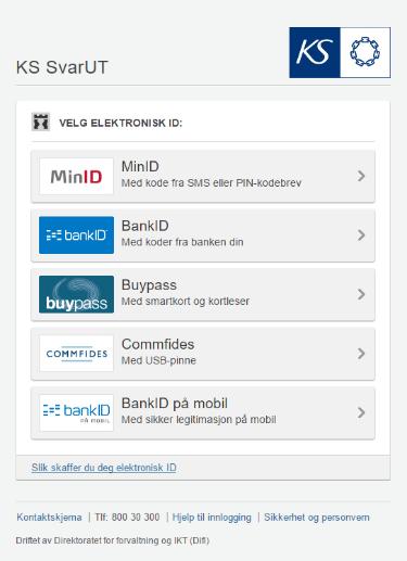 edialog for å sende sikker digital post til kommunen Skjemabasert Innlogging gjennom