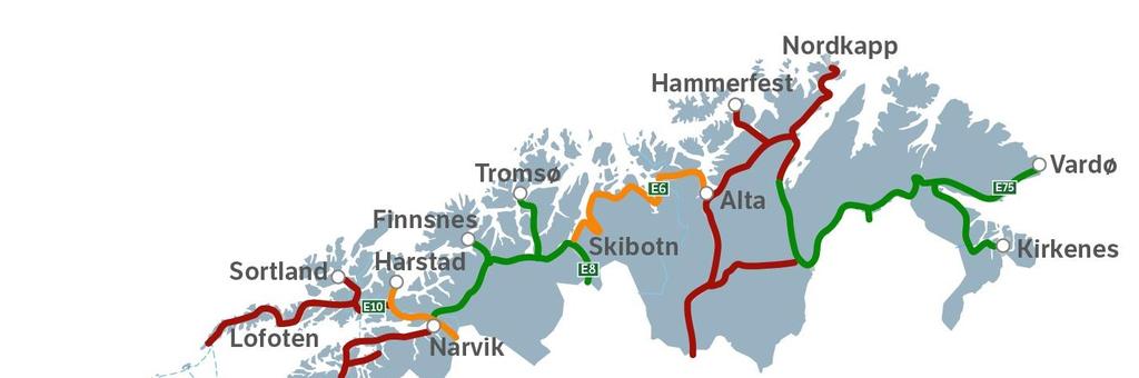 Modulvogntog På enkelte veistrekninger i Troms er det tillatt med modulvogntog; E8 fra Finland til Tromsø (over