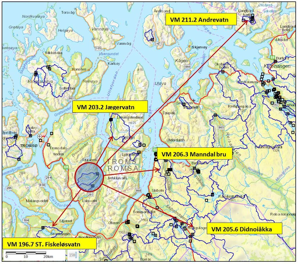 figurene 19 og 20. Regresjonsanalysen er laget på årene for den den siste måleperioden 2008 til 2015. Figurene 18 og 20 viser derfor regresjonsserien mot helt uavhengige måledata i TK-perioden.