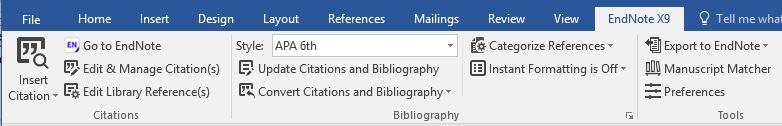 Samspill mellom Word 2016 og EndNote Bruk av EndNote sammen med Word foregår ved at data fra EndNote kobles sammen med tekstdokumentet, men de overføres ikke som ren kopiering.