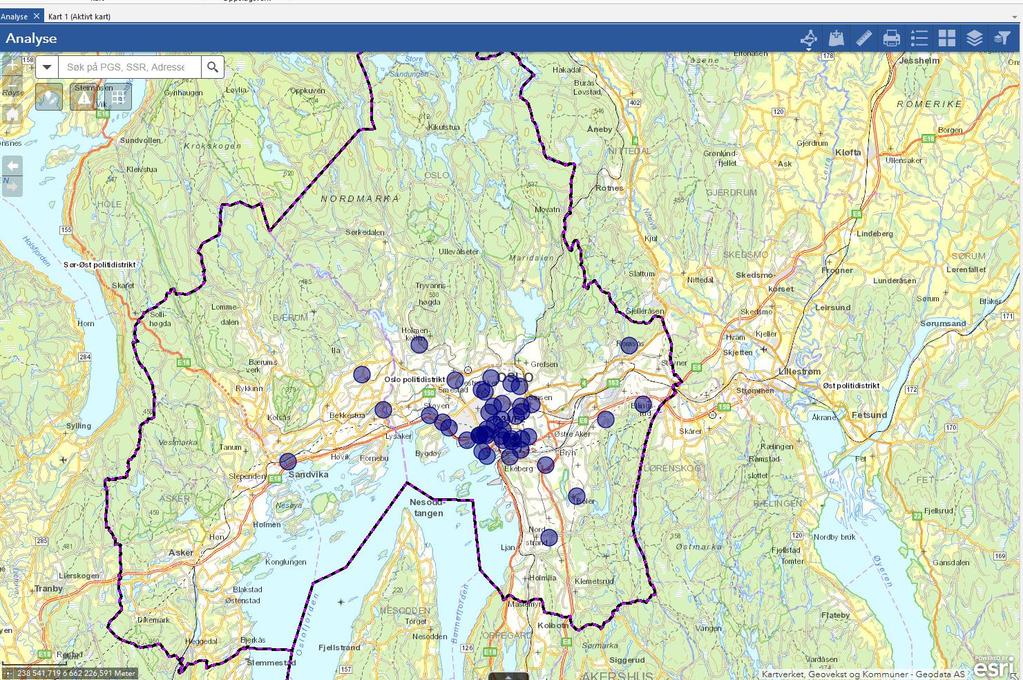 Tetthetsanalyse. Eks: Aktive oppdrag i Oslo pr 7.11.