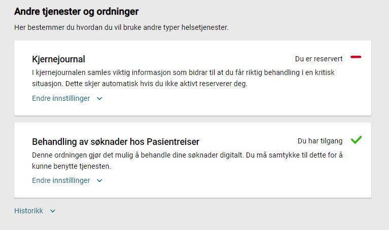 Bruk av helsetjenester og ordninger Lenger ned på samme side finner du Andre tjenester