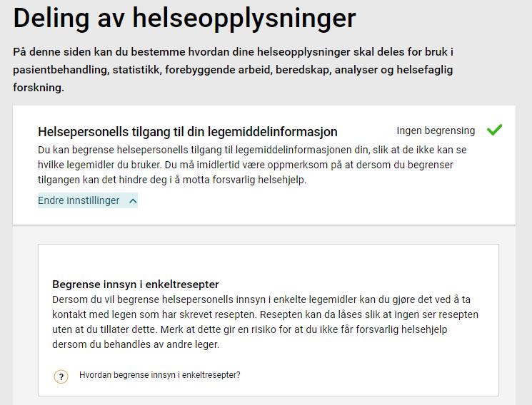 helseopplysninger skal deles for bruk i