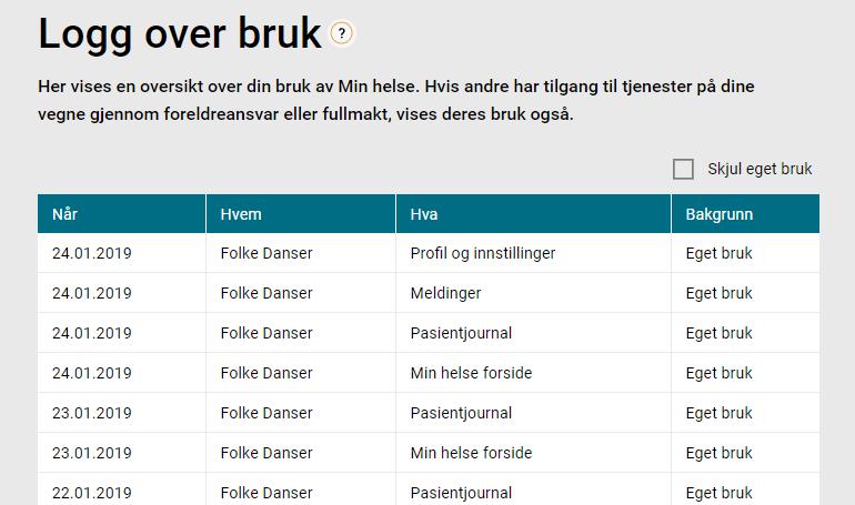 Fullmakter og Logg over bruk Under Fullmakter får du oversikt over hvem som har fått