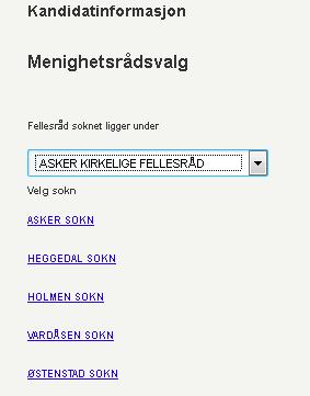 KANDIDATINFORMASJON VELGE SOKN Velg «kandidatinformasjon» i