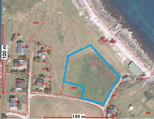 LURØY KOMMUNE Side 2 av 7 Figur 2, utsnitt fra søknad. Figur 3, flybilde med markert tomt Lurøy kommune sendte den 15.