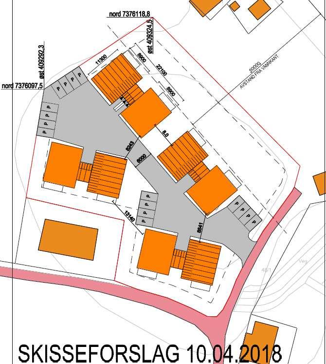 Som en kan se på figur 6 vil balkongene på det nordligste huset bli innenfor byggegrensen på 50meter.