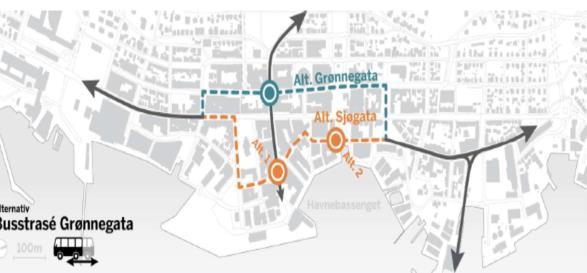 Sentrumstrase for bussen Planmidler 2018: 0,2 mill. kr. Kostnadsanslag bygging m./usikkerhet: 100 mill.