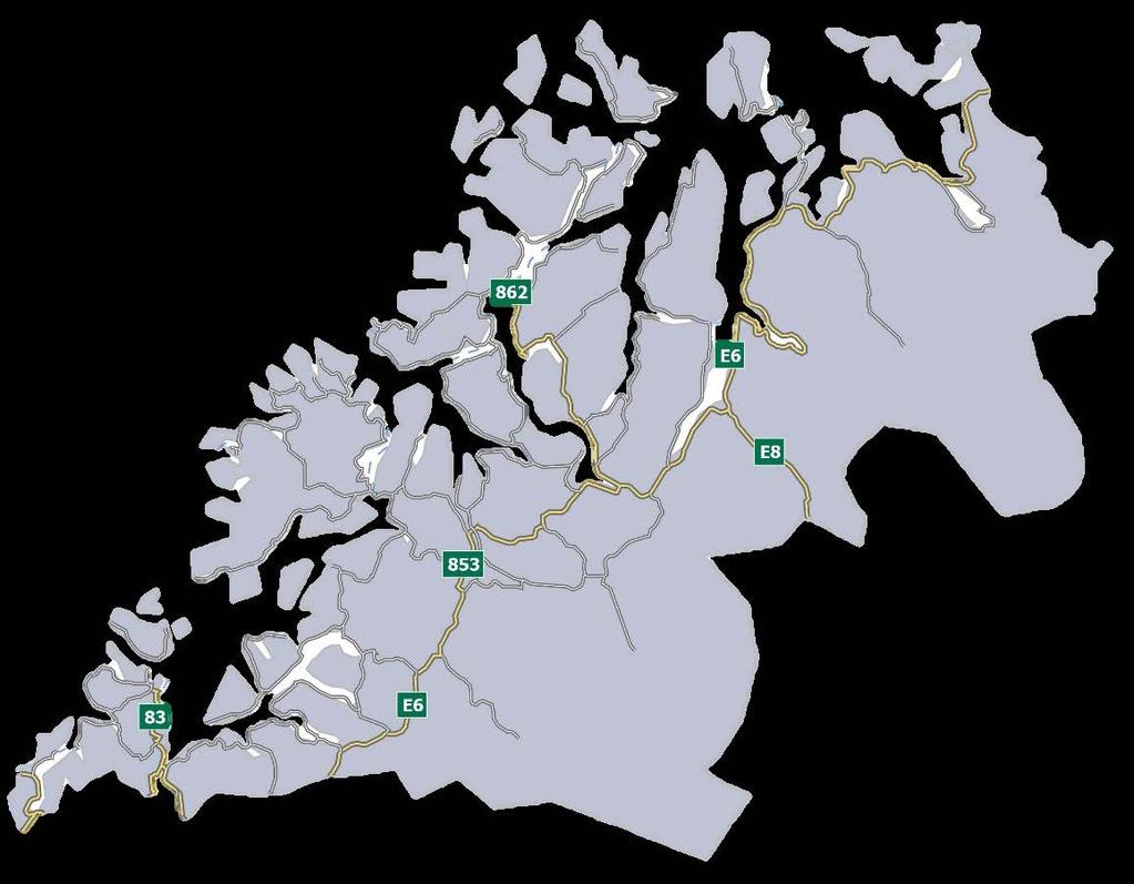 Prosjekt 2019 Diverse tiltak - Troms Fv. 86 Silsand-Islandsbotn (Lenvik), g/s-veg Kostnad: 20-50 mill.kr Fv.