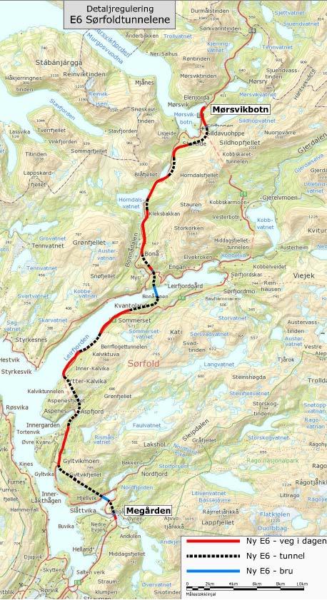 Mulig oppstart 2022-23 E6 Sørfoldtunnelene Ny E6 med lengde ca. 45 km 10 nye tunneler inkl. portaler med samlet lengde ca.