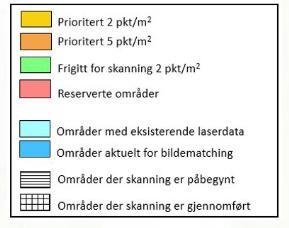 Oppdatert informasjon om arbeidet med etablering av Nasjonal detaljert høydemodell ligger på http://www.kartverket.no/prosjekter/nasjonal-detaljert-hoydemodell/ Figur 3.