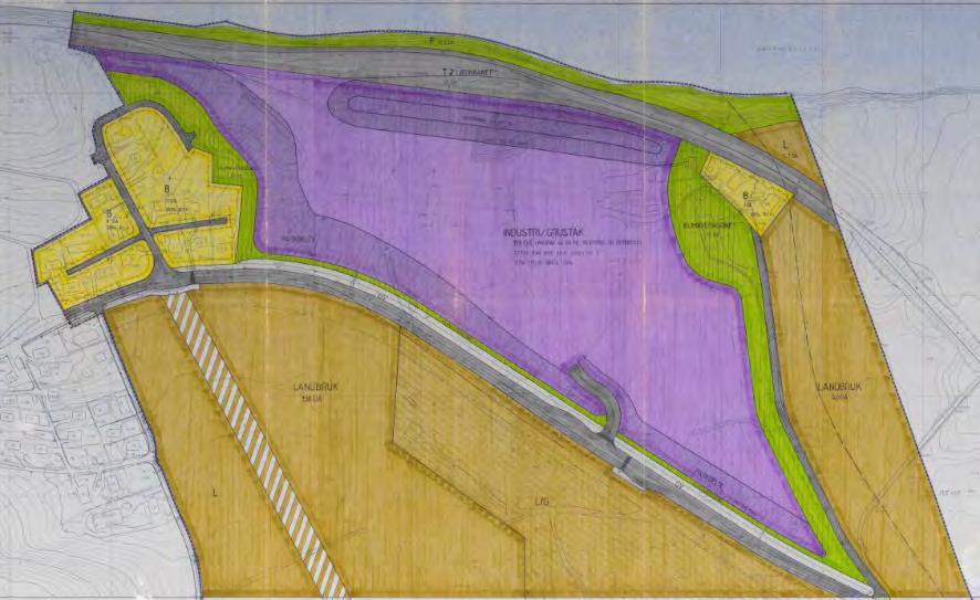 18 av 69 Figur 8 - Utsnitt av Reguleringsplan for Daler kryssingsspor og nedlegging av planoverganger. Reguleringsplan for Ryghkollen, vedtatt 20. oktober 1993 Området mellom Sørlandsbanen og Fv.