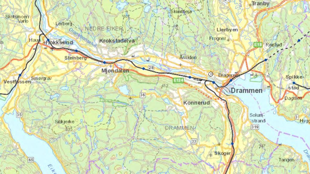 5 av 69 1 Mål og rammer 1.1 Bakgrunn InterCity-satsingen omfatter planlegging og bygging av sammenhengende dobbeltspor på Dovrebanen, Vestfoldbanen, Østfoldbanen og Ringeriksbanen.