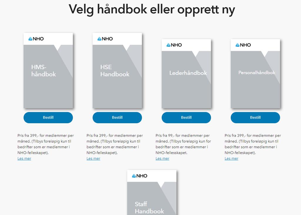 1. For å opprette en håndbok må du være innlogget på arbinn.