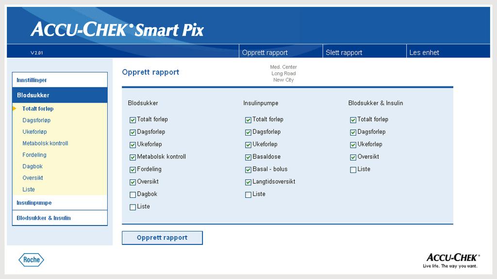 Kapittel 4, Accu-Chek Rapport 4.1 Skrive ut rapporter Alle rapporter som du kan se på skjermen, kan skrives ut.