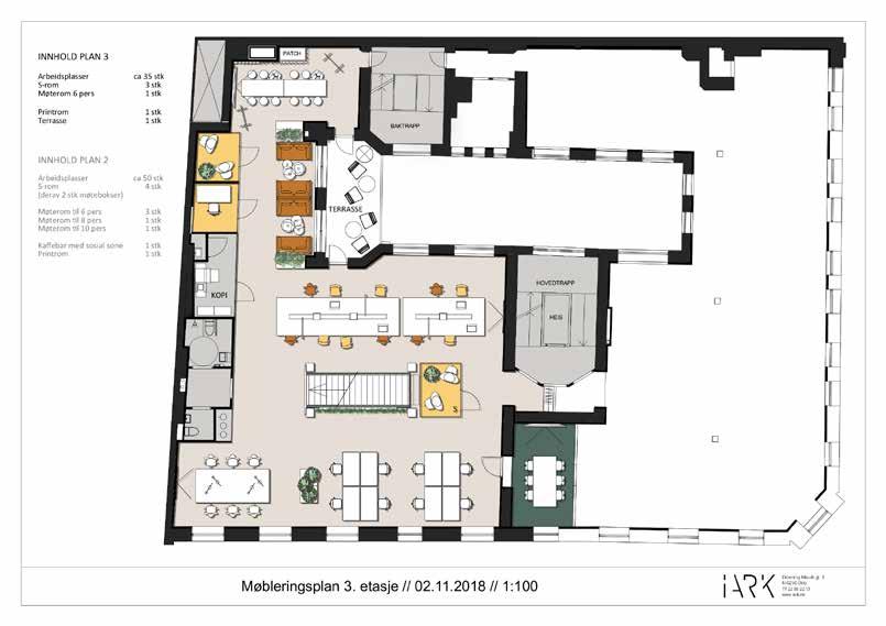 3. etasje / 376 kvm Arbeidsplasser Møterom