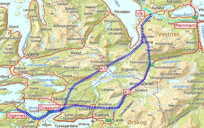 E39 DIGERNES-VIK PRISSATTE KONSEKVENSER 3 1 Innledning COWI har på oppdrag fra Statens vegvesen Region Midt gjennomført nytte- /kostnadsberegninger for ulike alternativer for E39 Digernes-Vik, en