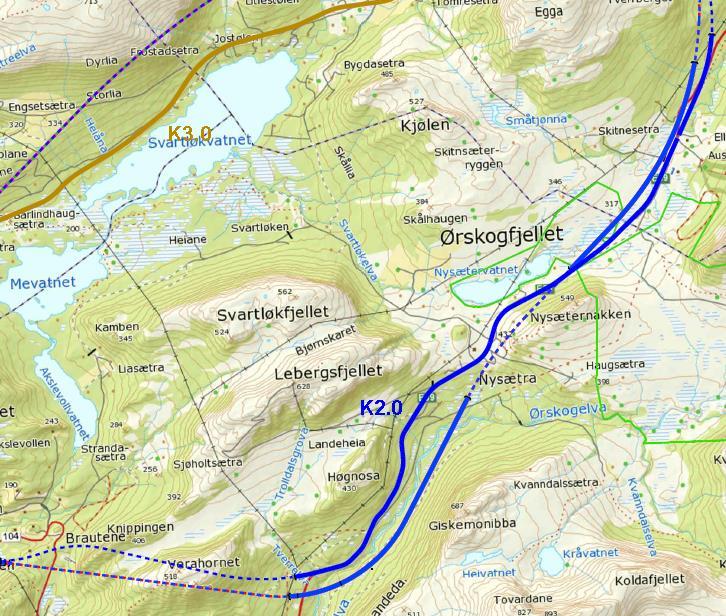 4 E39 DIGERNES-VIK PRISSATTE KONSEKVENSER Figur 2-2 Konsept K2.