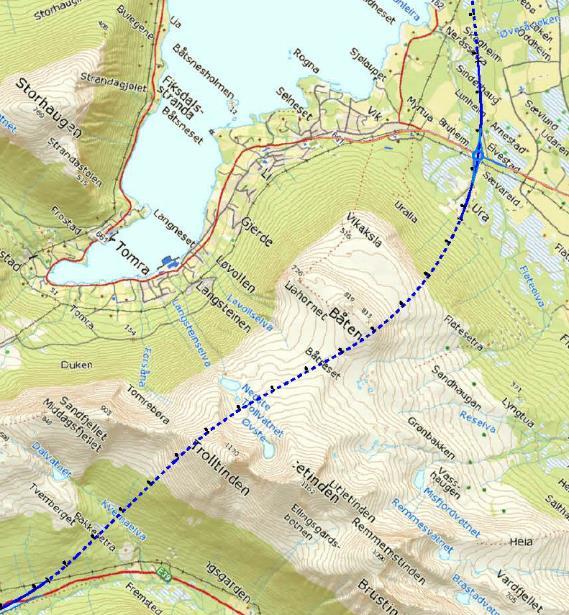 Forskjellen i trasé for disse vises i figur 2-3. K2.1A K2.