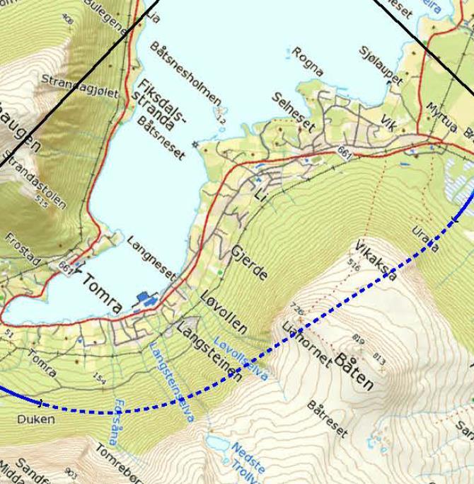 K3A K3B Figur 2-5 Konsept K3A via Tomrefjorden til venstre, K3B til Vik til høyre Figur 2-6 viser armen til Remmem som er lagt til i en