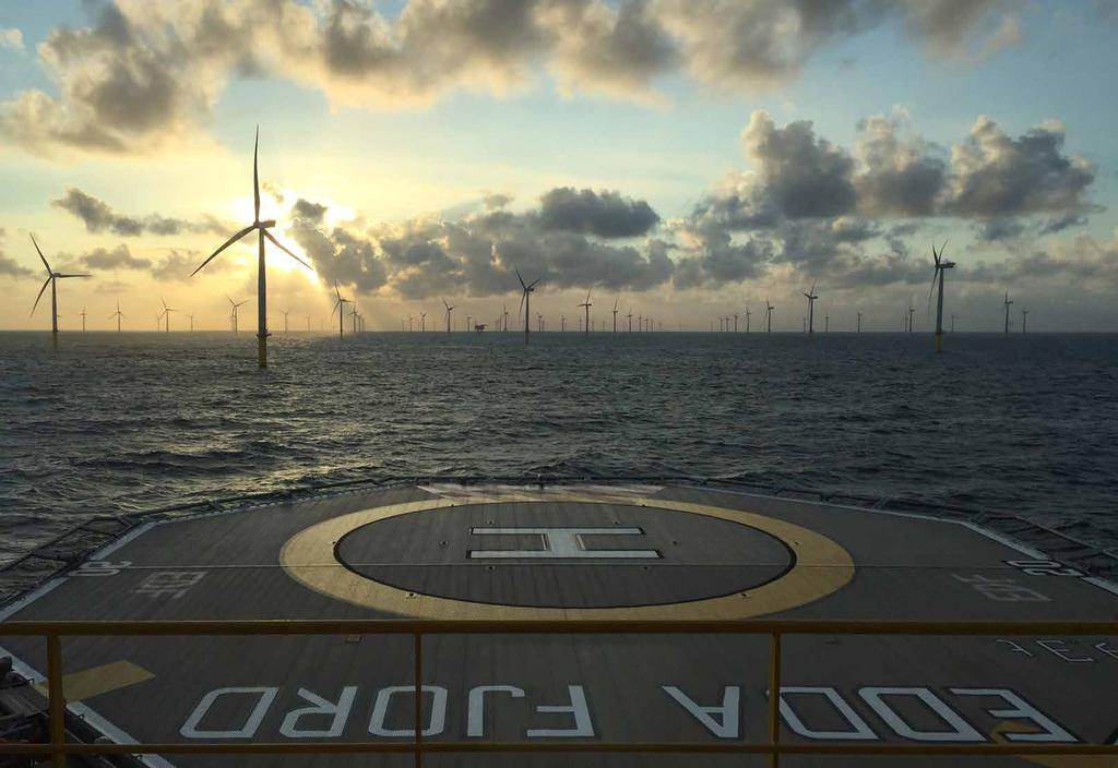 BY THOMAS FØRDE Edda Fjord has this autumn served as a mothership during maintenance and service work at the gigantic wind farms, Borkum Riffgrund 1 and Gode Wind in the German sector of the North