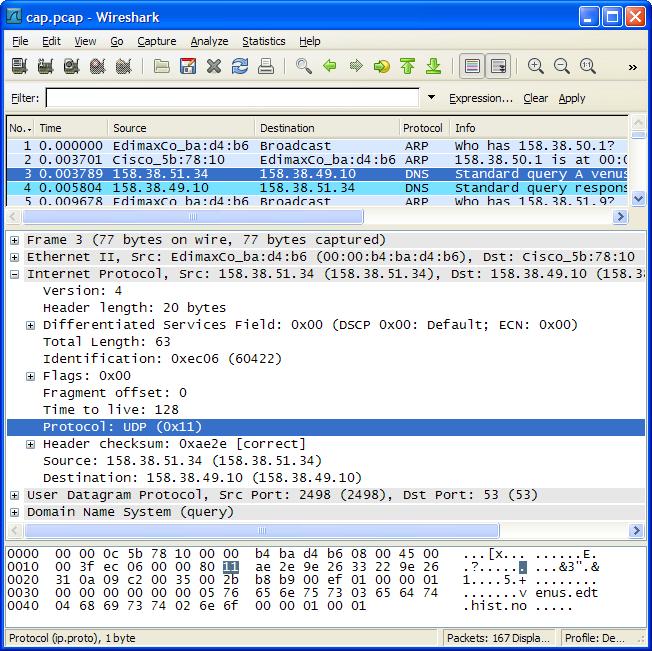 Protokollfeltet i IP-header har verdien 0x11, dvs. UDP.