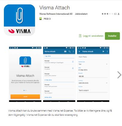 Visma Attach App for iphone, ipad og androidtelefoner og nettbrett Brukes sammen med Visma.