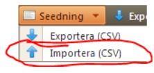 Denne gangen velger jeg i stedet «Importere CSV».