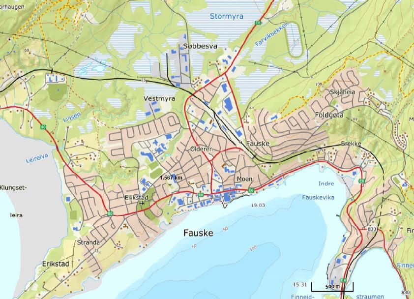 Fauske E6 nord Hauan sentrum