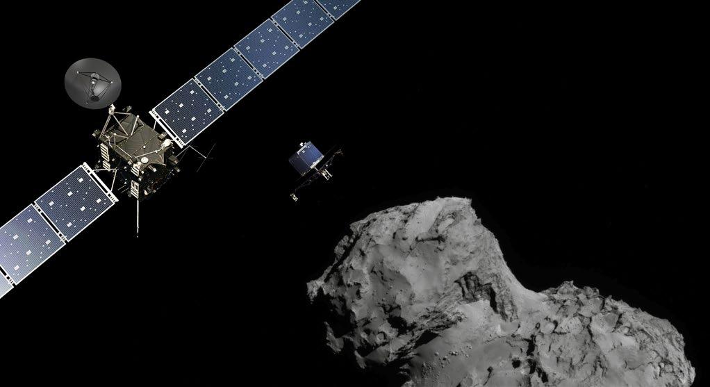 Rosetta og landeren Philae ankom kometen 67P/ Tsjuryumov-Gerasimenko i 2014, etter en 10-års ferd. ESA Rosetta Rosetta var en ferd dedikert til å følge, gå i bane rundt og lande på en komet.