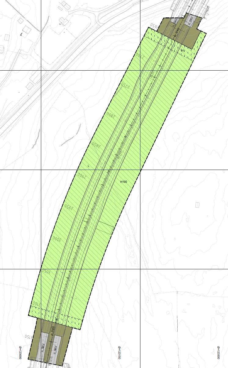Figur 4 Endret plankart for Fløyheia vertikalnivå 2 Bjørnsfjell kulvert I forbindelse med omregulering av Grendstølkrysset i 2016 ble Bjørnsfjell kulvert regulert til 4 meter bredde og 43 meter