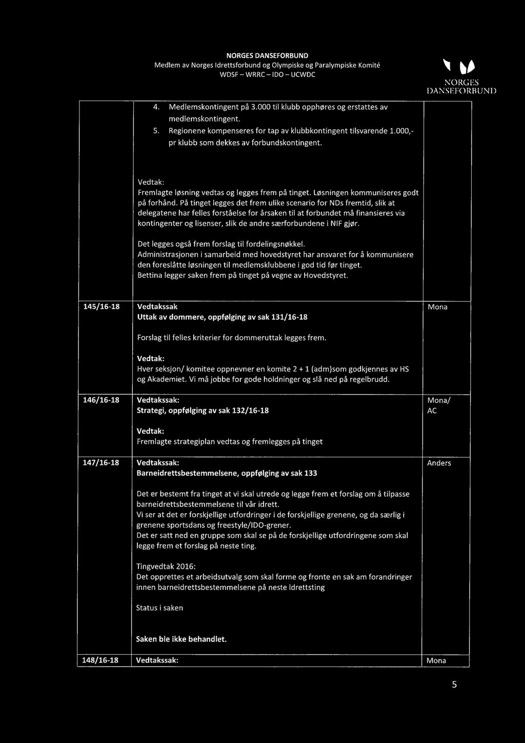 På tinget legges det frem ulike scenario for NDs fremtid, slik at delegatene har felles forståelse for årsaken til at forbundet må finansieres via kontingenter og lisenser, slik de andre