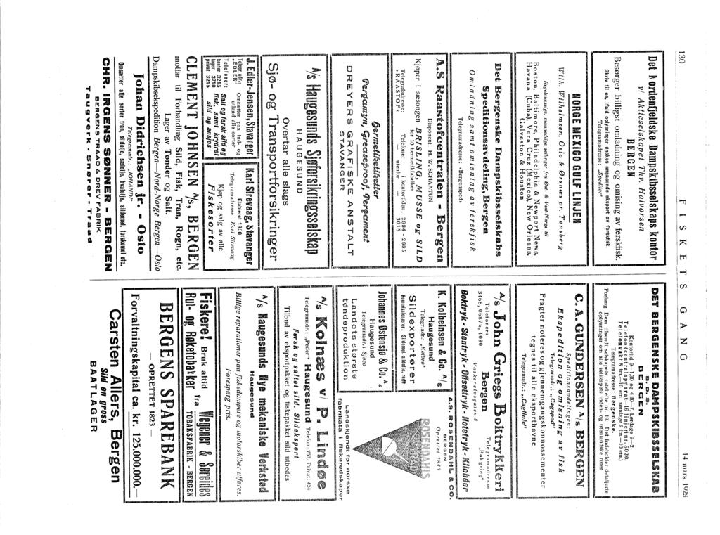 30 FSKE TS GAN G 4 mars 928 Det ~ ordenfjeldske Dampskibsselskaps kontor vi Aktieselskapef Thv. Halvorsen BERGEN Skriv til os, ifald oplysninger Ønskes angaaende eksport av ferskfisk.