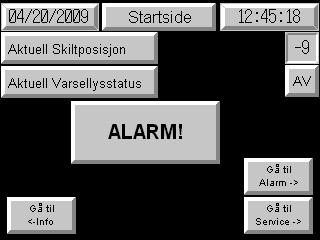 Brukerveiledning for operatørpanel til skiltstyring Dette er hovedvinduet i operatørpanelet. I hovedvinduet ser man hvilken posisjon skiltet står i, hvis varsellys er av eller på.