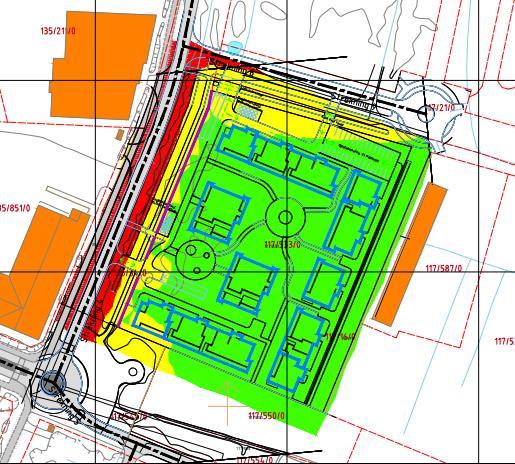 Støysonekart h=1,5m, fremtidig situasjon med tiltak Utsnitt vedlegg 4 Støysonekart h=1,5m, fremtidig situasjon med tiltak.