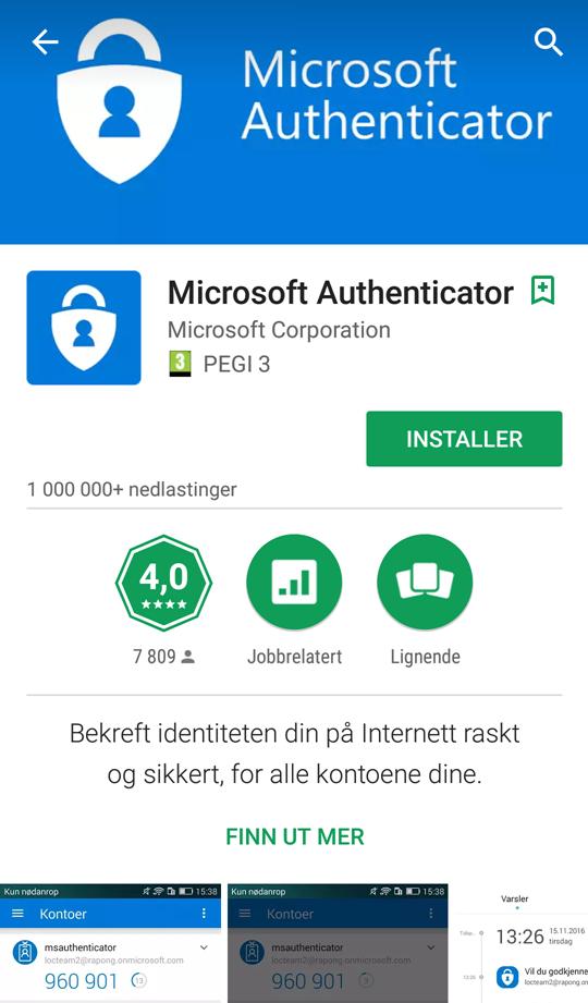 Authenticator-appen på telefonen fra