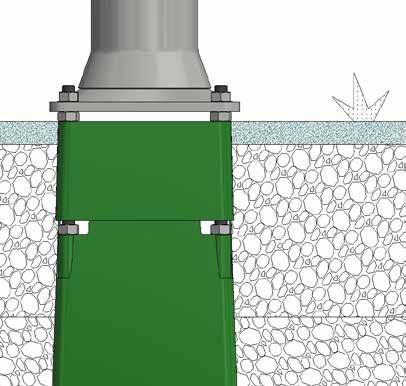 Toppen av fundamentet virker som et deformasjonselement og det er svært viktig at fundamentet er rett montert for at systemet skal fungere slik det er testet og godkjent.